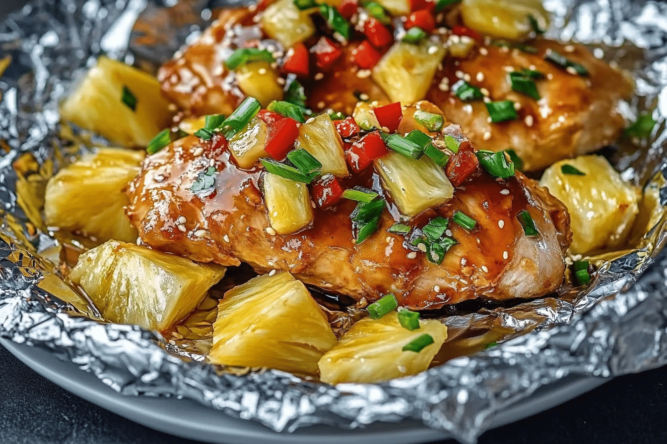 Teriyaki Chicken and Pineapple Foil Packets