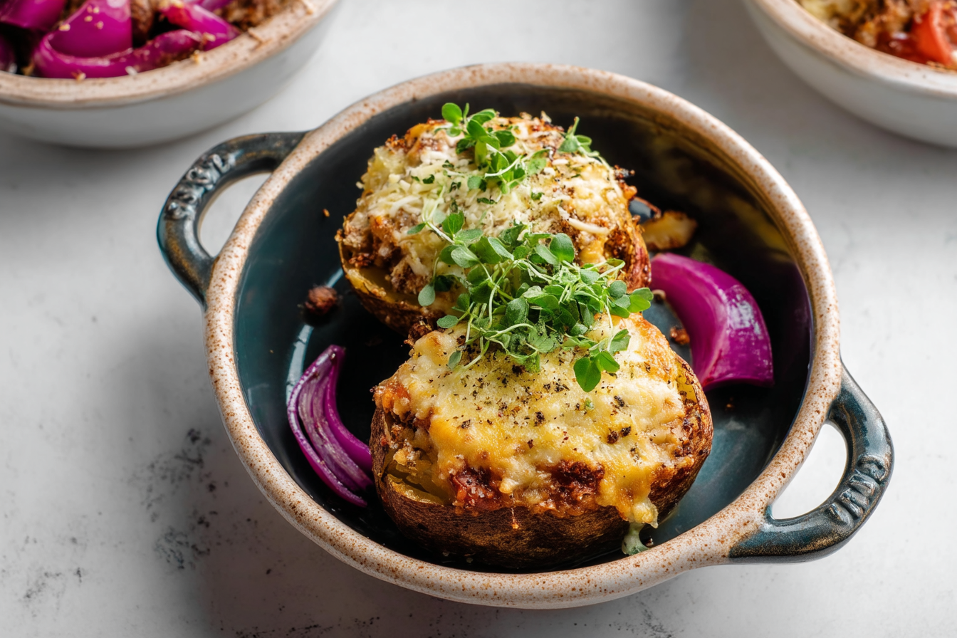 Garlic Stuffed Jacket Potatoes