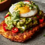 Spicy Smashed Avocado Hash Brown Toasts