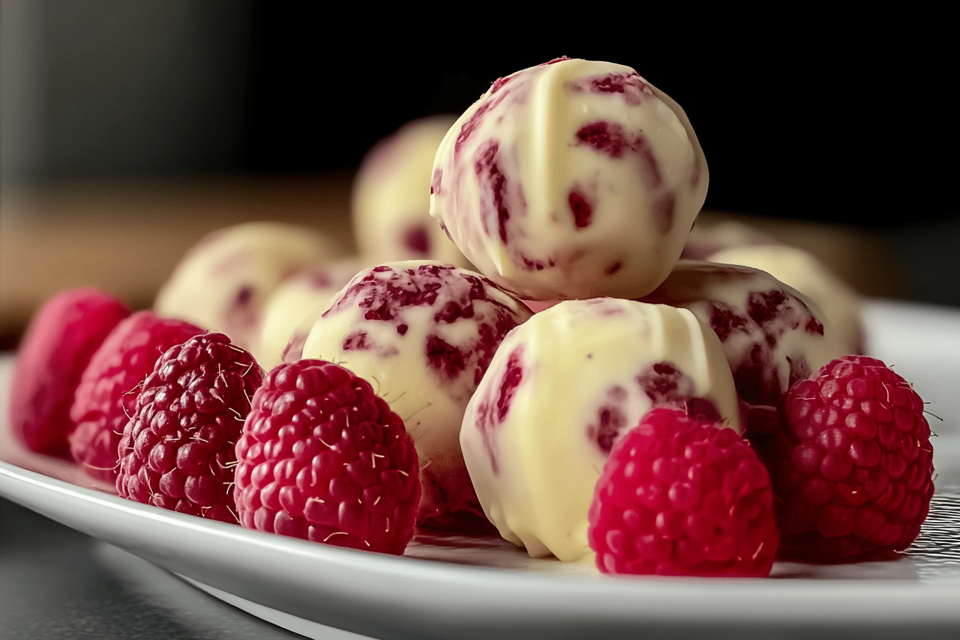 White Chocolate Raspberry Cheesecake Balls