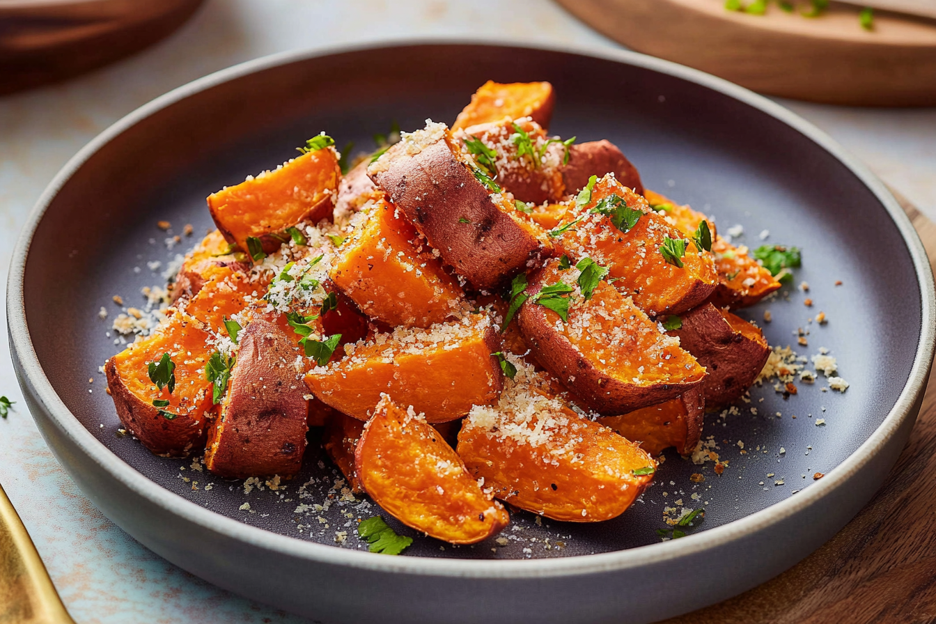 Crispy Parmesan Sweet Potatoes
