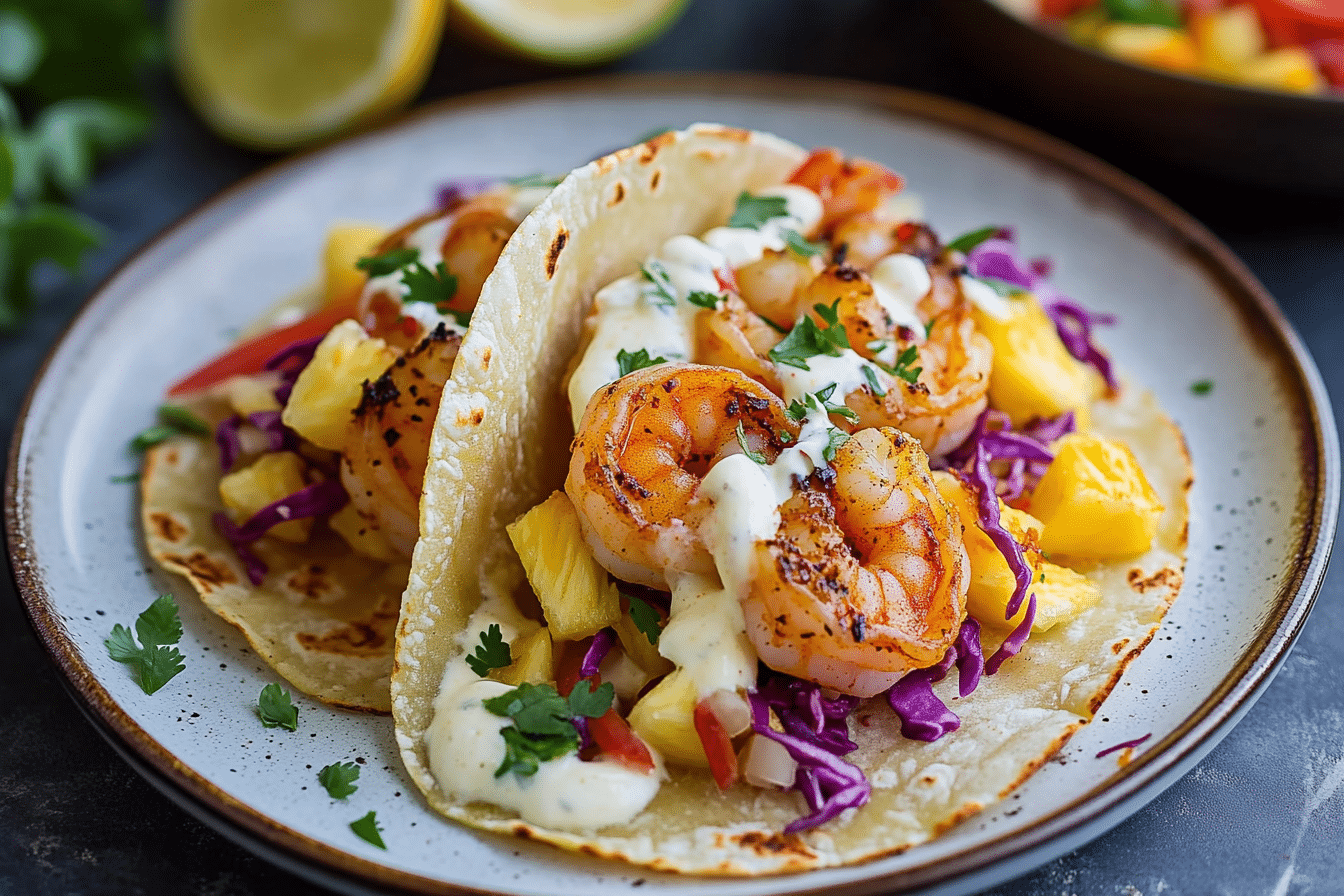 Jerk Shrimp Tacos with Pineapple Salsa