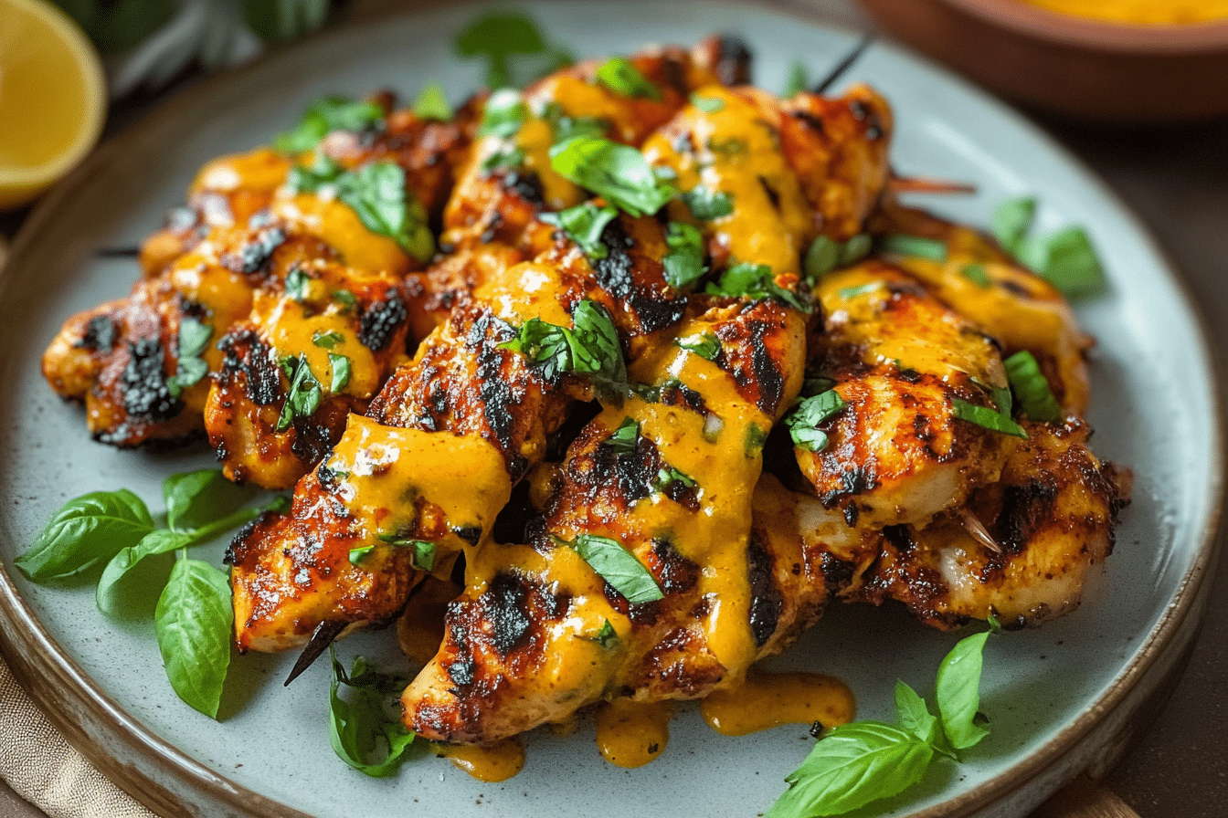 Peri Peri Chicken Skewers with a Butter Sauce
