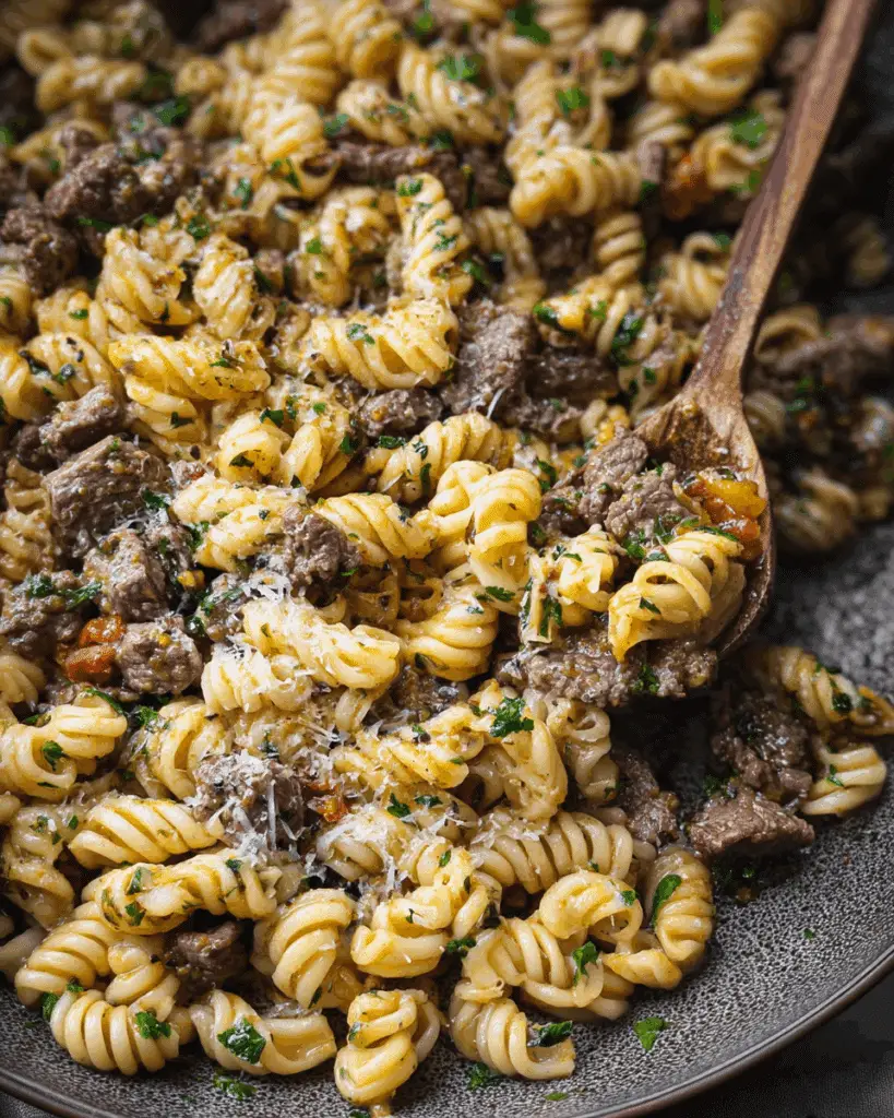 One Pot Beef and Garlic Butter Pasta