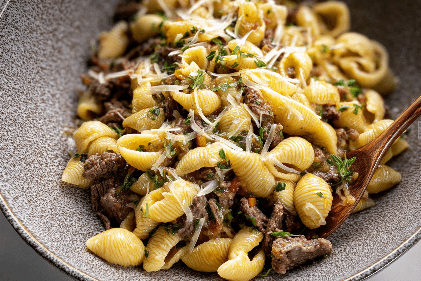 One Pot Beef and Garlic Butter Pasta