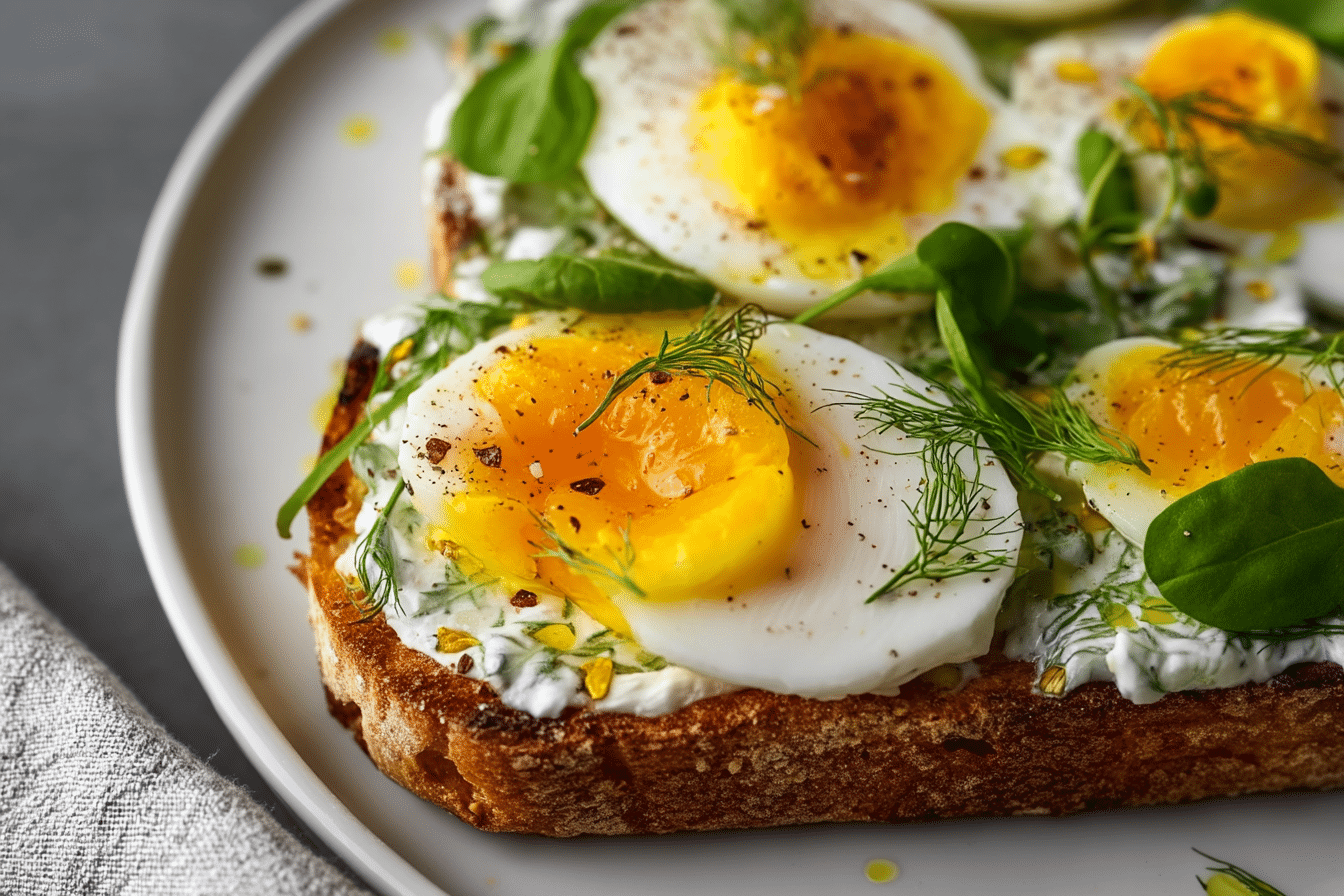 Smashed Egg Toast with Lemon Yogurt