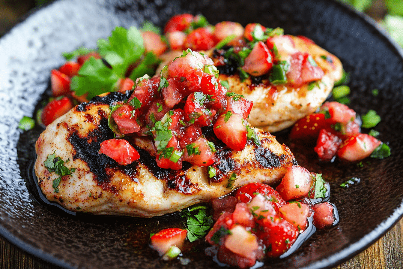 Cilantro Lime Grilled Chicken with Strawberry Salsa