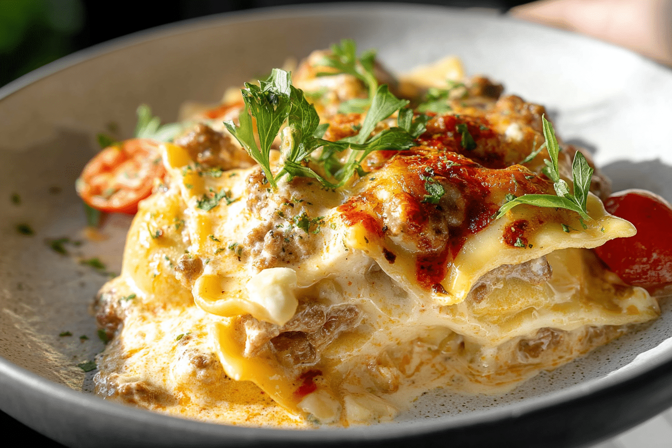 Sausage Alfredo Ravioli Lasagna