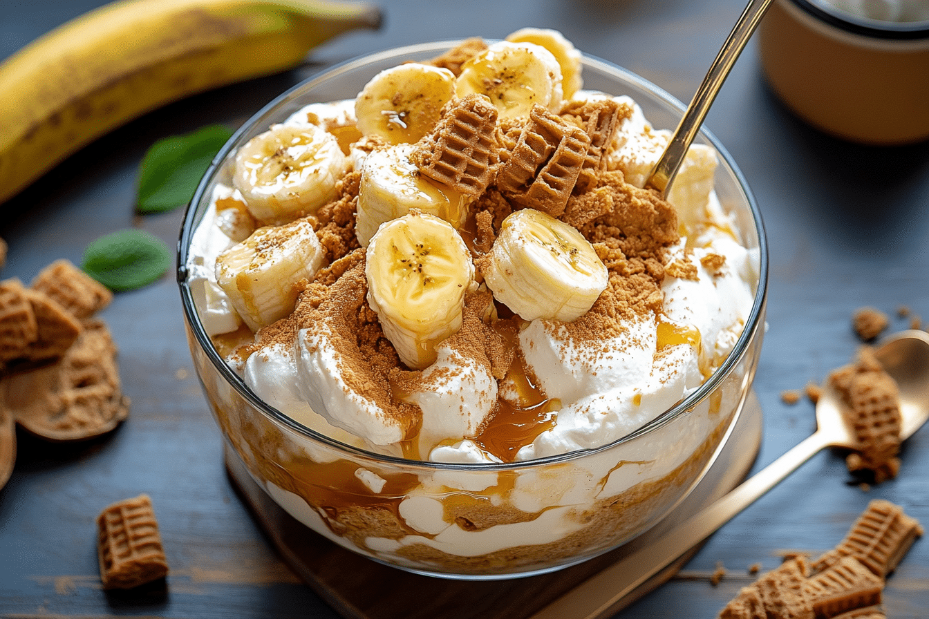 The Best Biscoff Banana Pudding with Caramel