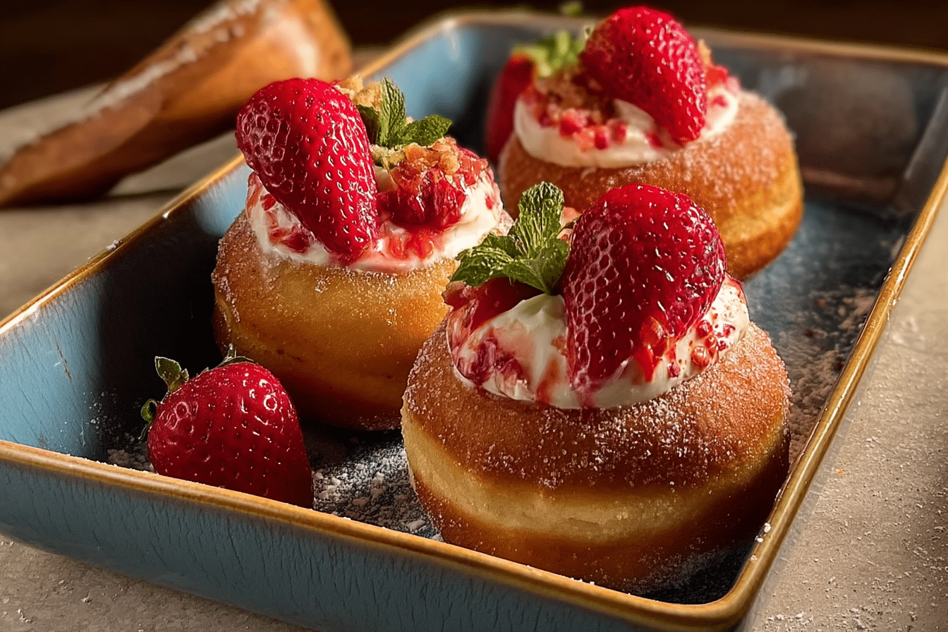 Strawberry Cheesecake Stuffed Donuts