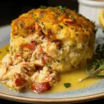 Crab Stuffed Cheddar Bay Biscuit with Lemon Butter Sauce