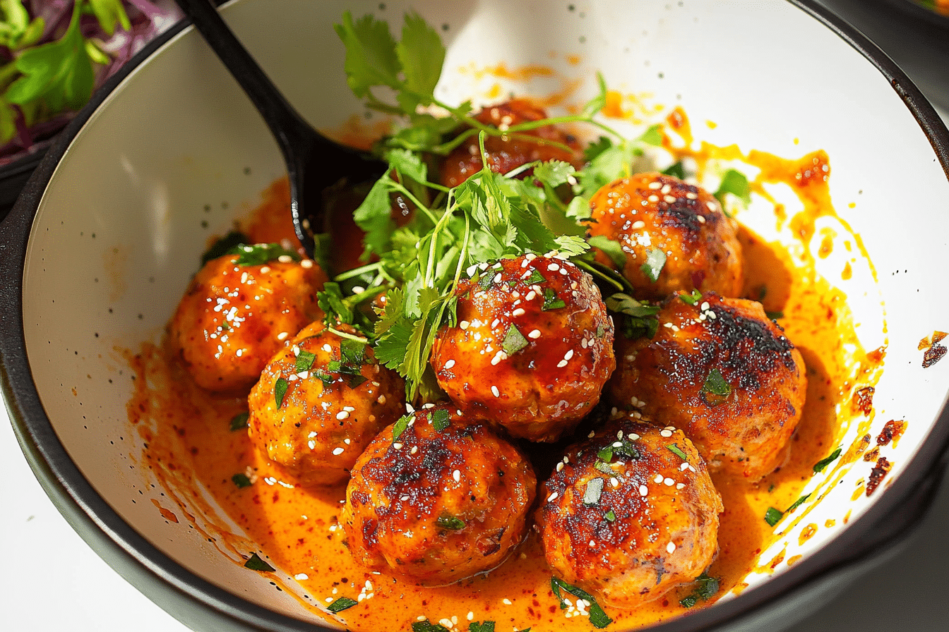 Coconut Gochujang Chicken Meatballs