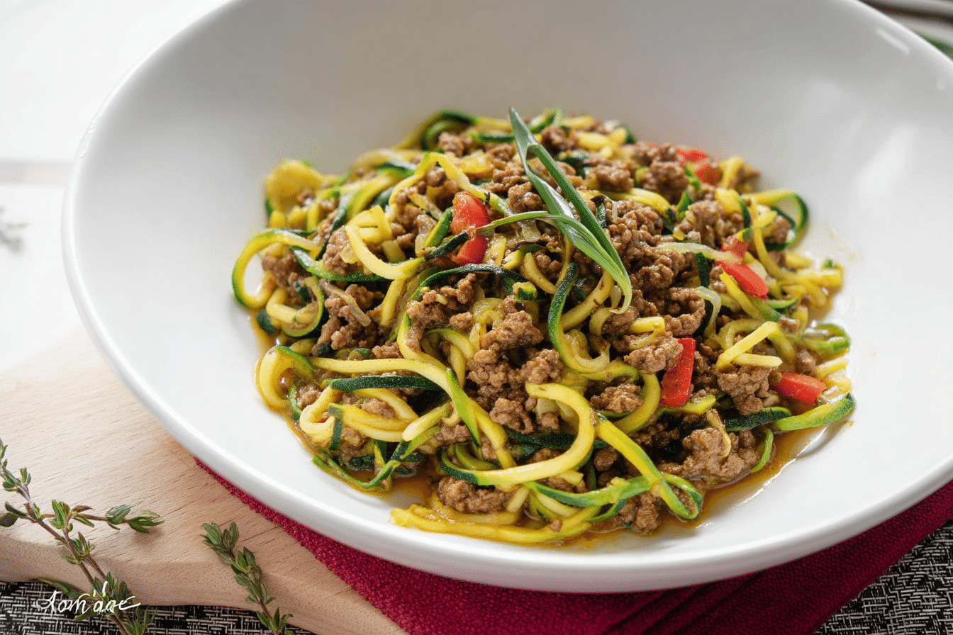 Keto Zucchini Noodles with Ground Beef