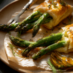 Cheesy Asparagus Puff Pastry with Herb Honey