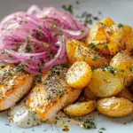 Salmon With Crispy Bagel-Seasoning New Potatoes & Pickled Onions