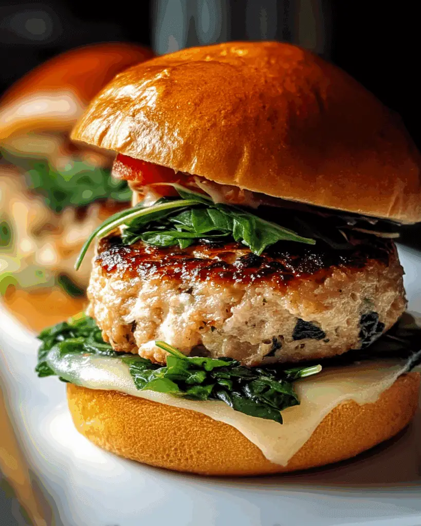 White Cheddar and Spinach Chicken Burgers