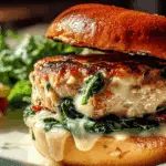 White Cheddar and Spinach Chicken Burgers