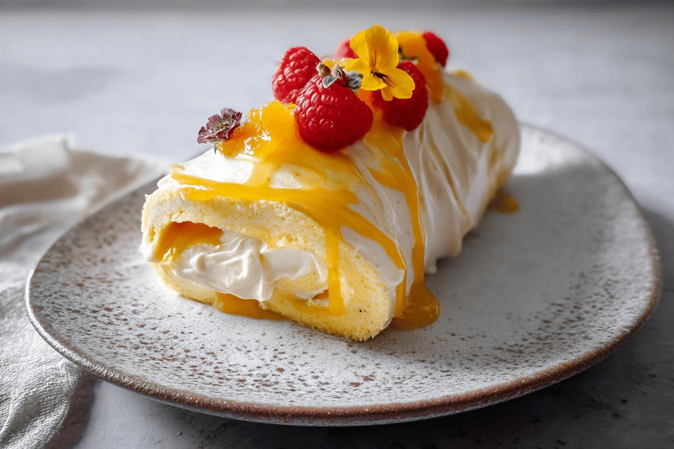 Lemon Curd Meringue Roulade
