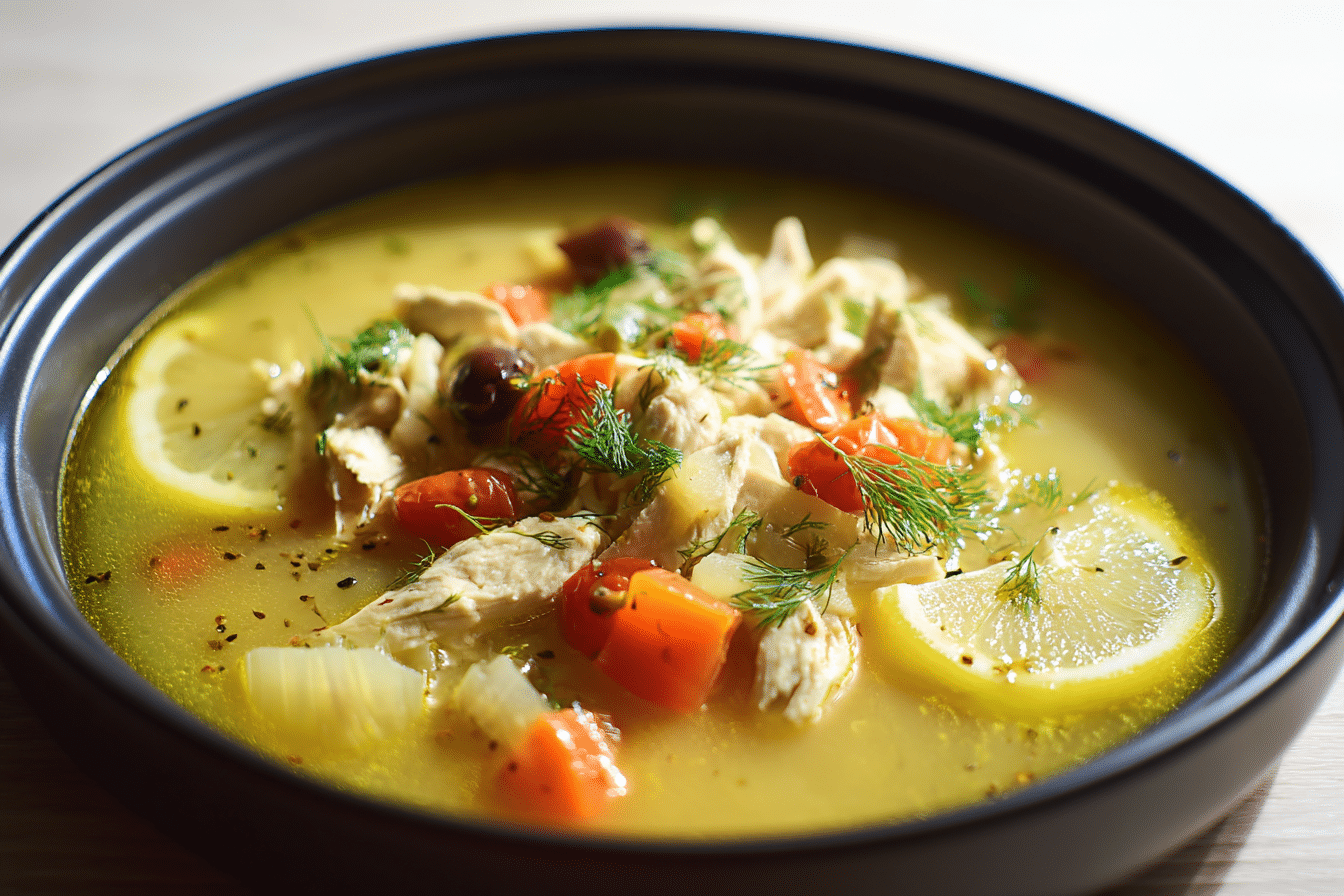 Slow Cooker Greek Lemon Chicken Soup