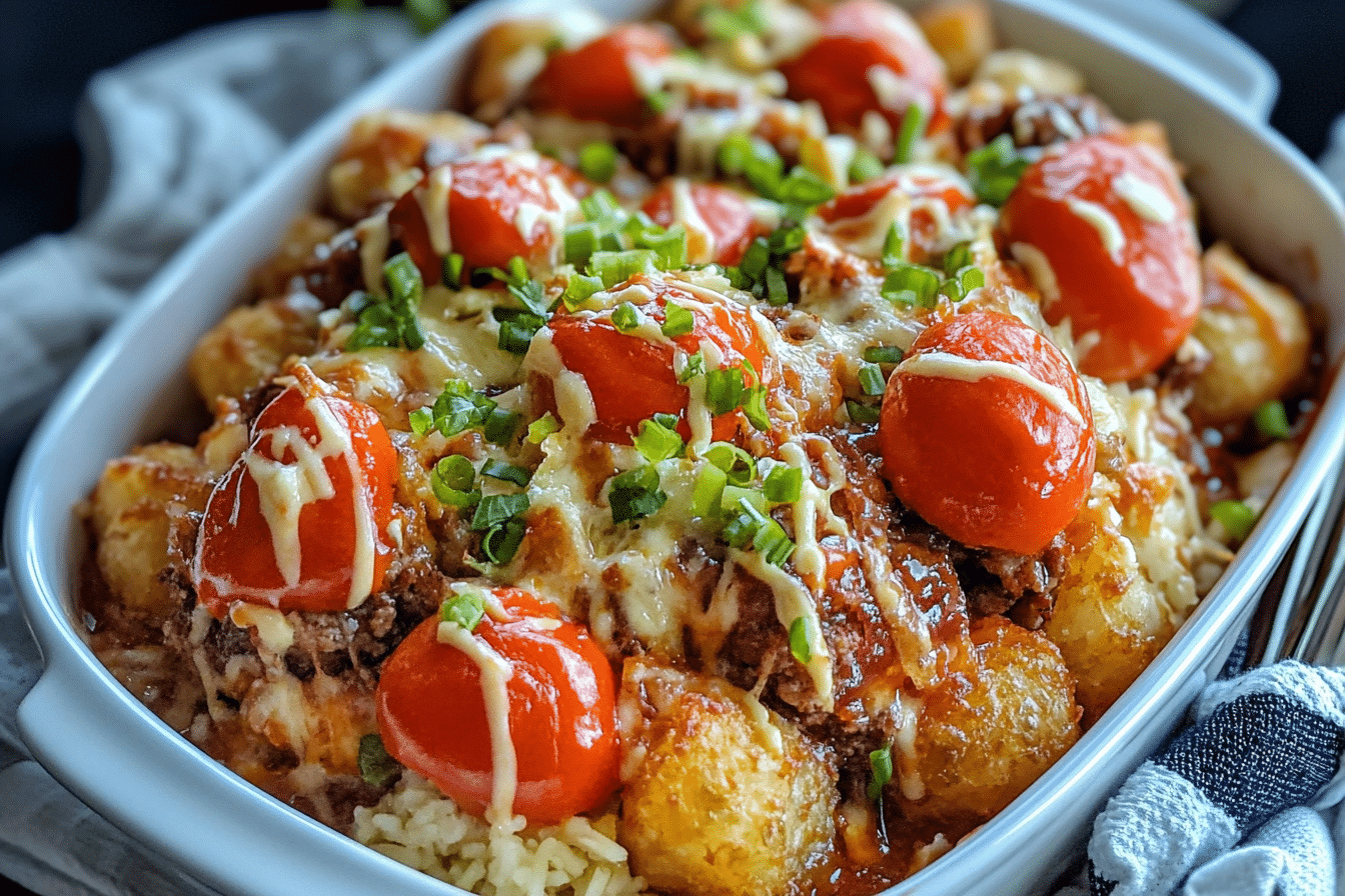 Skinny Big Mac Tater Tot Casserole