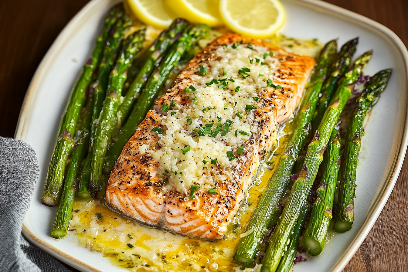 Lemon Pepper Salmon (with Optional Garlic Parmesan Asparagus)
