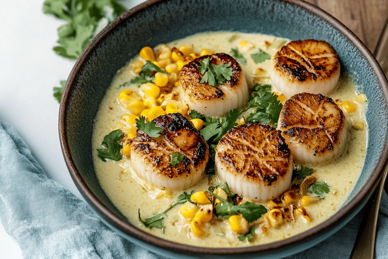 Seared Scallops in Coconut Green Curry
