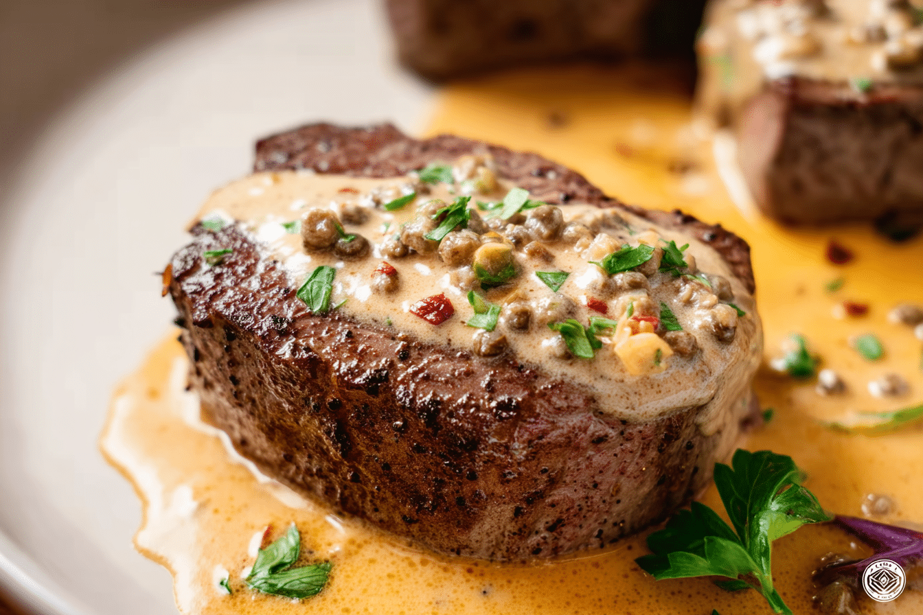 Beef Tenderloin with Pepper Cream Sauce