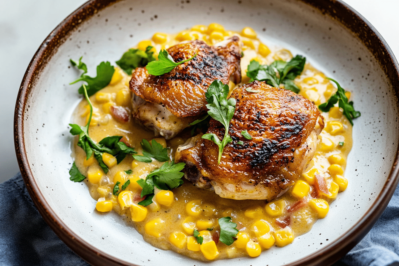 Chicken Thighs with Creamed Corn