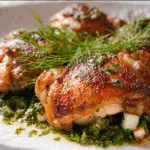 Crispy Oven Roasted Chicken Thighs with Spring Herbs
