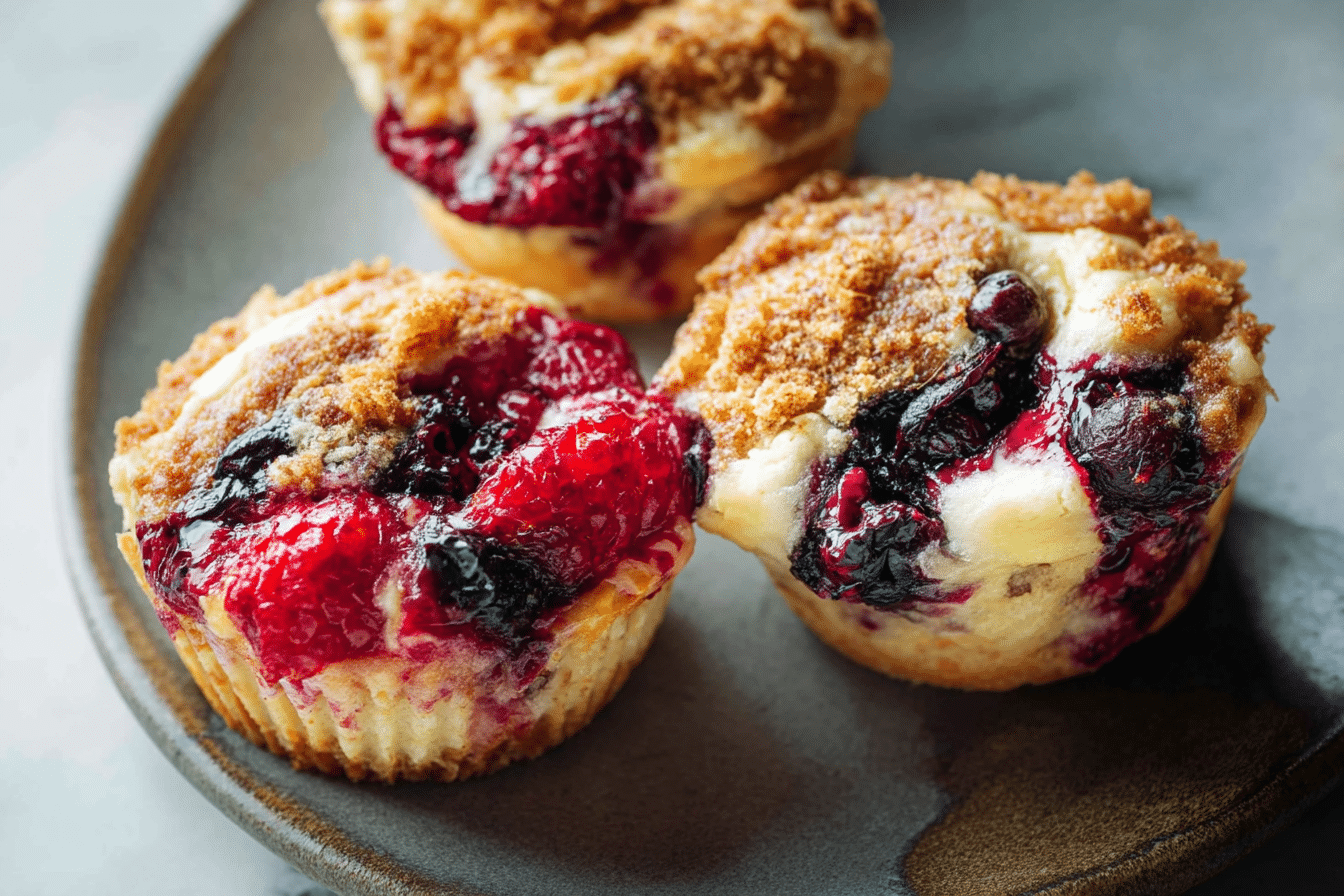 Triple Berry Cheesecake Muffins