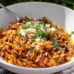 Manestra (Greek-Style Orzo with Ground Beef)
