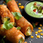 Crispy and Cheesy Elote Egg Rolls With Avocado Sauce