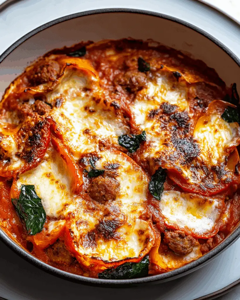 One-Pan Sausage and Roasted Pepper Lasagne