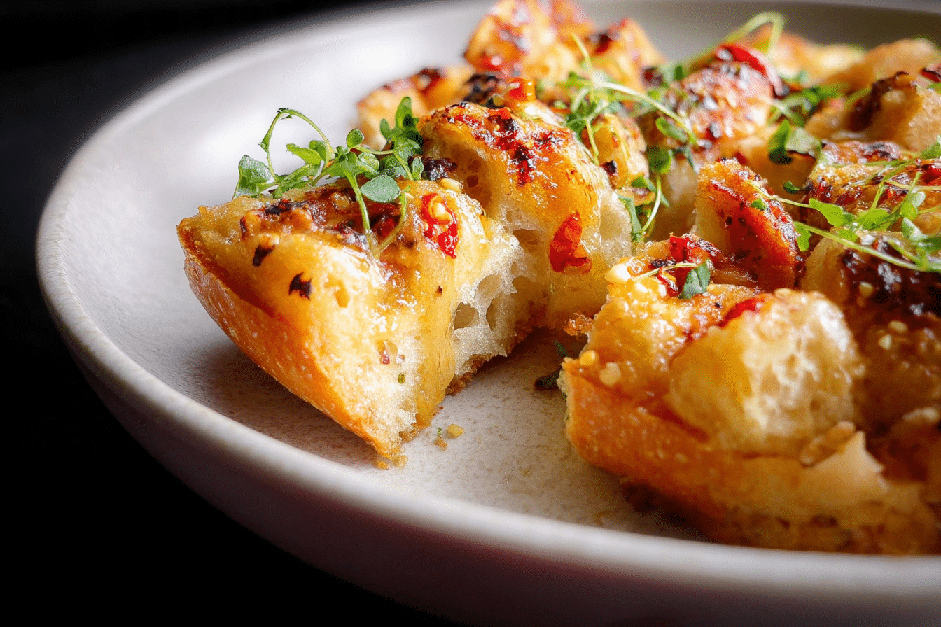 Spicy Garlic Confit Butter Focaccia