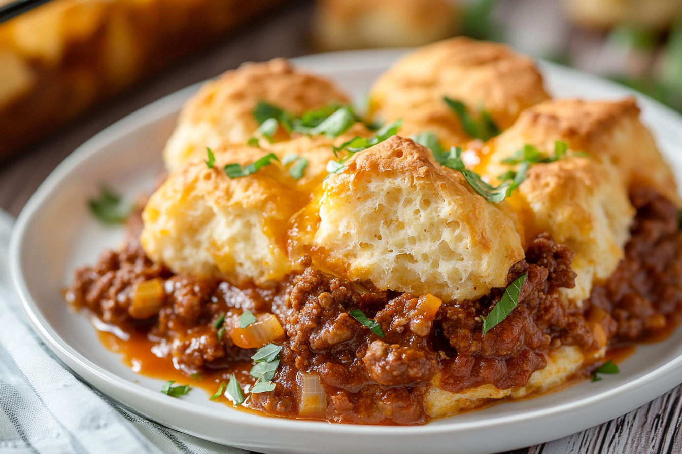 Sloppy Joe Biscuit Casserole