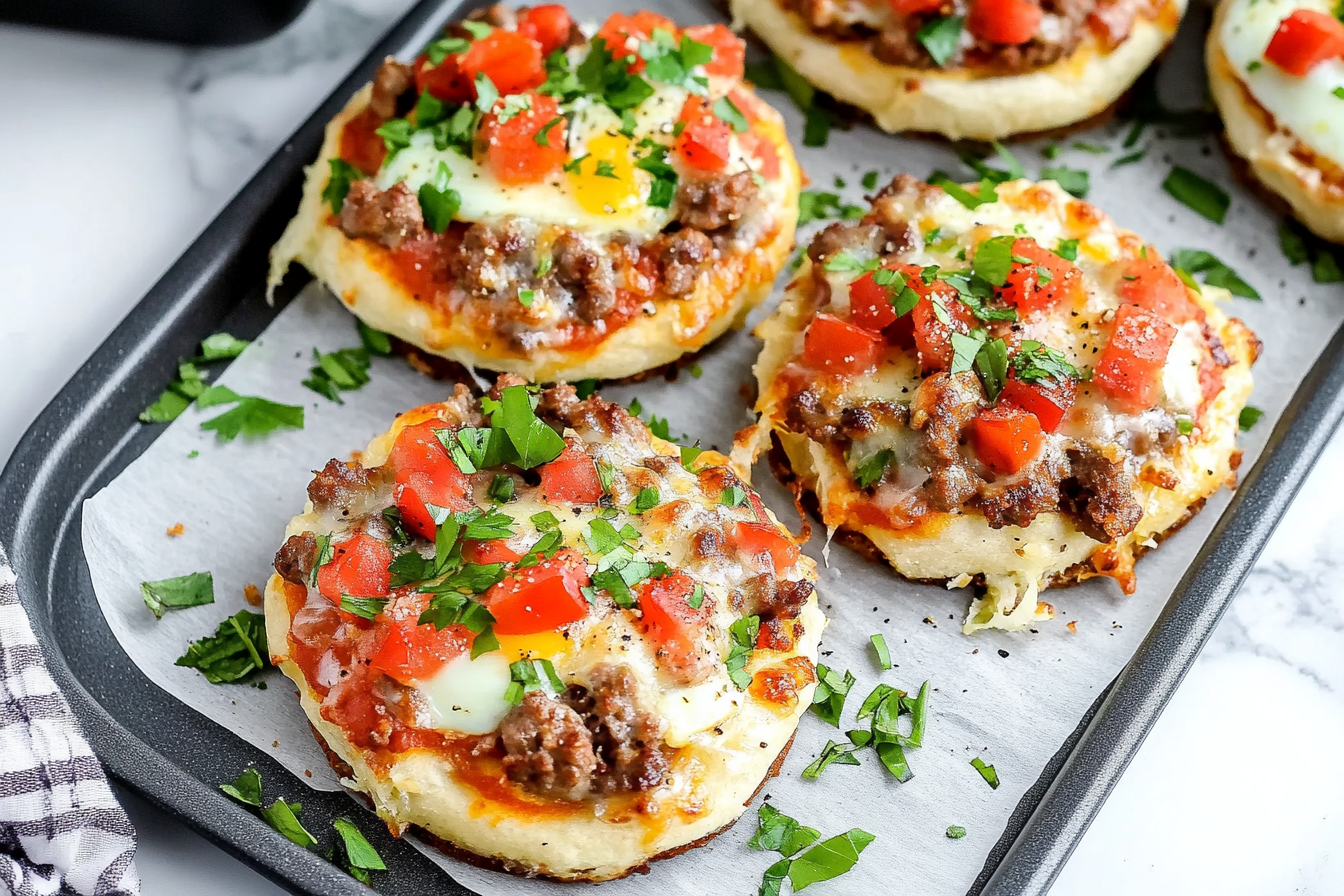 Sausage and Egg Breakfast Pizzas