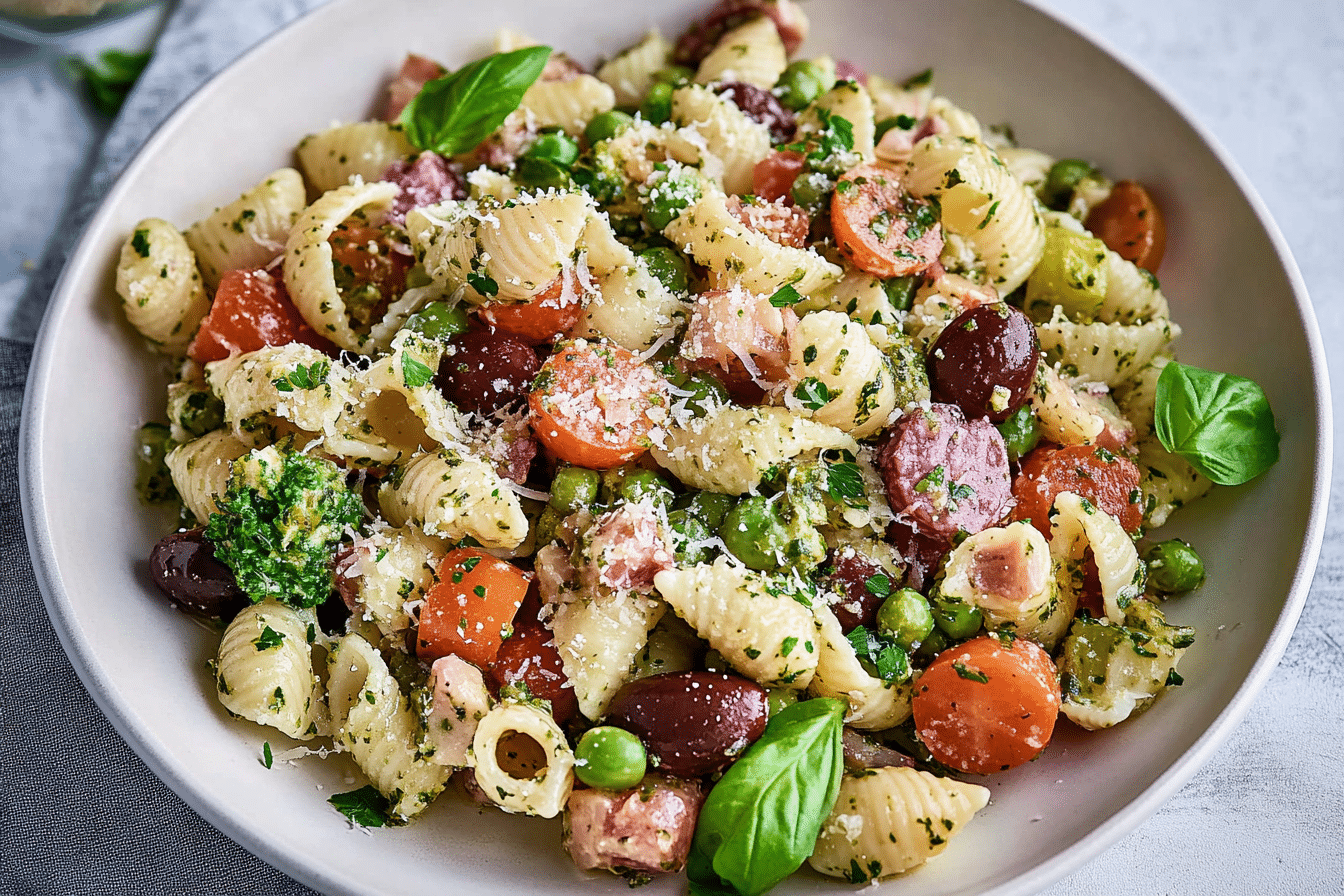 Antipasto Pasta Salad with Parmesan Herb Vinaigrette