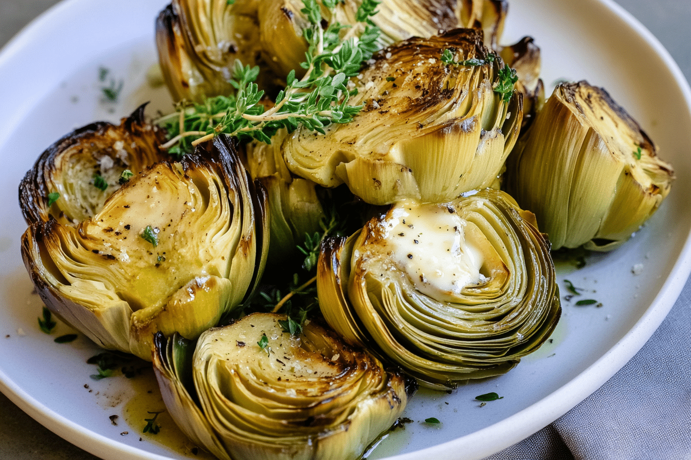 Garlic Butter Roasted Artichokes