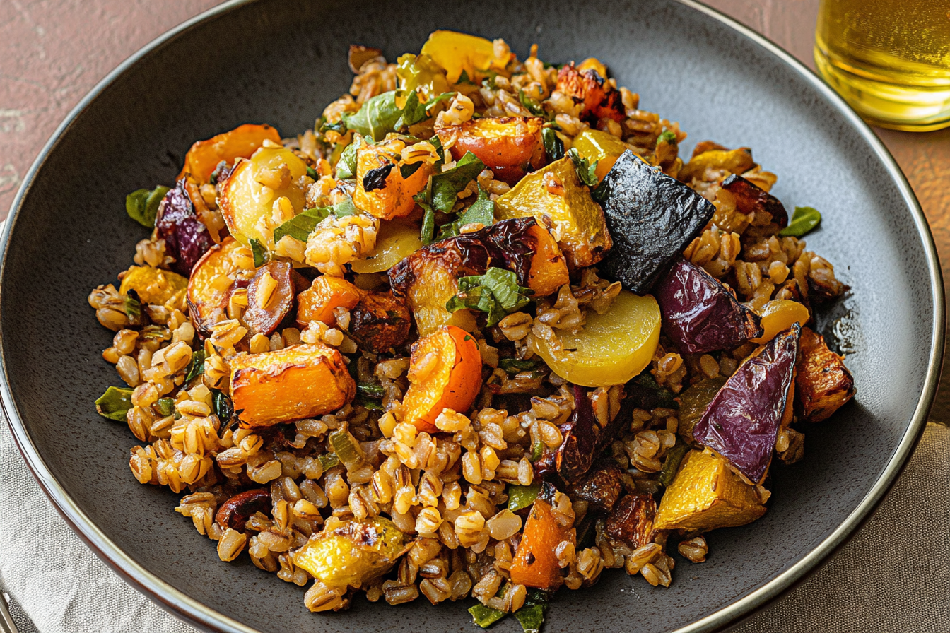 Warm Farro Salad with Roasted Vegetables