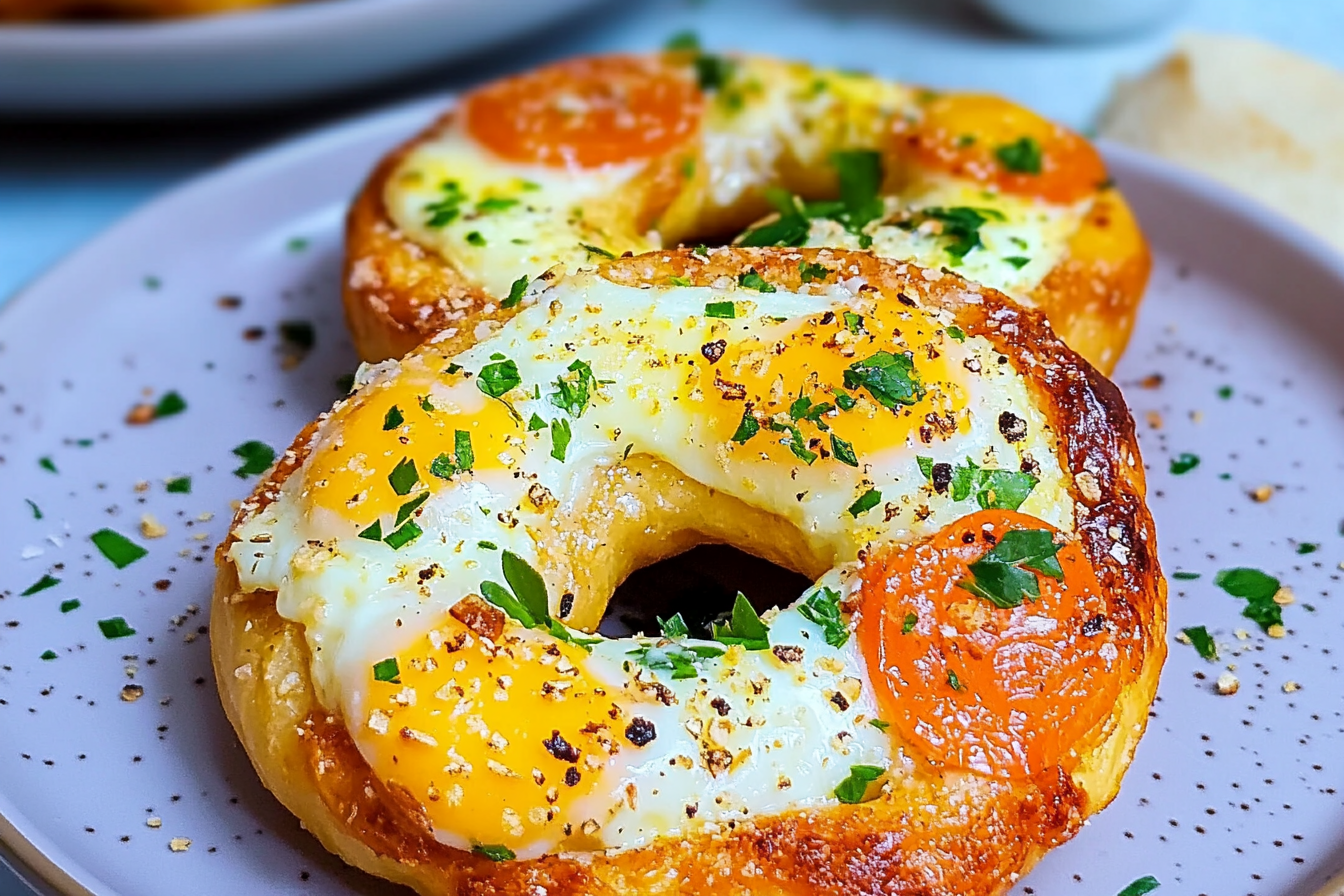 Air Fryer Cheesy Egg Bagels