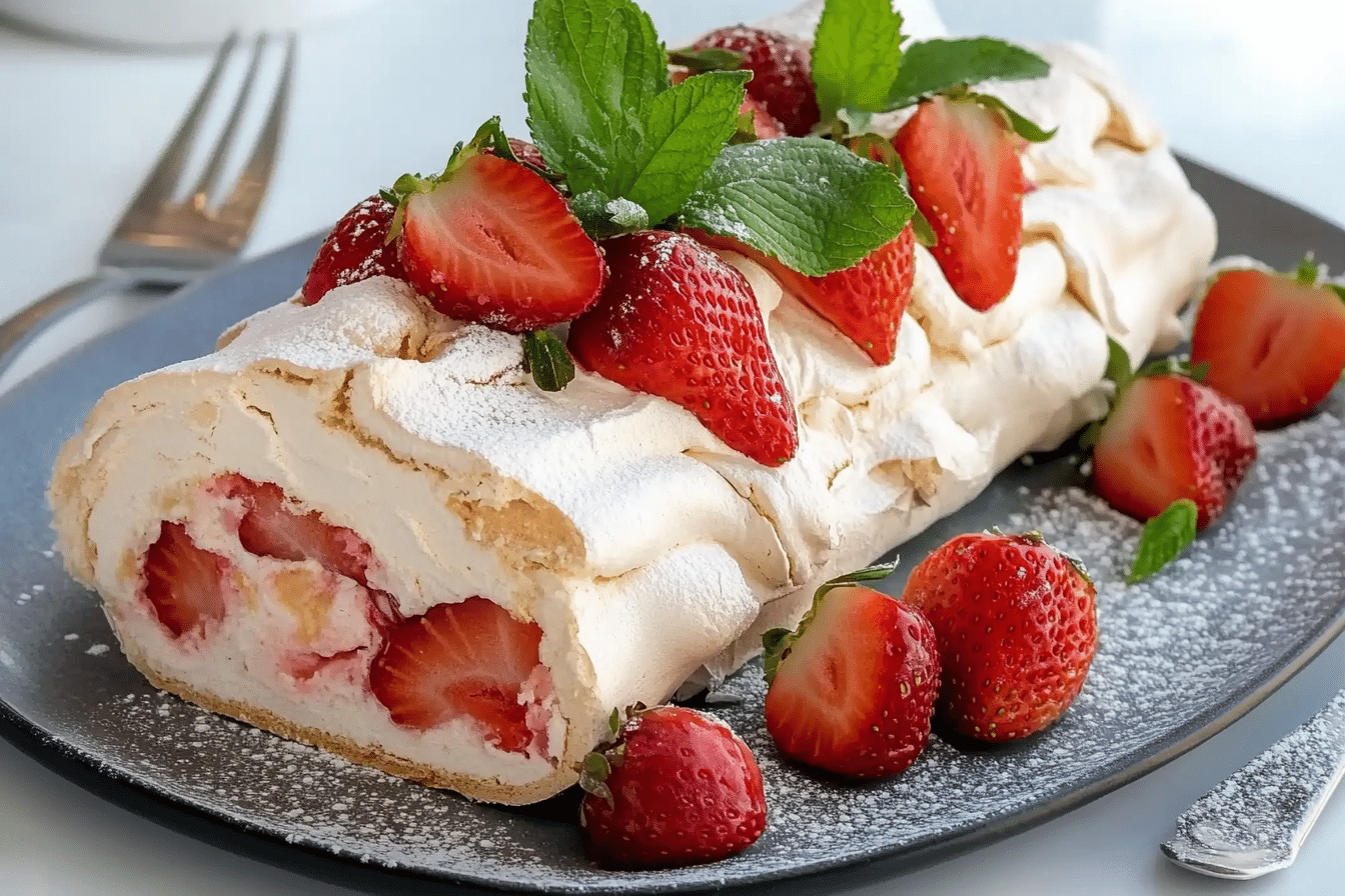 Strawberry Pavlova Roulade