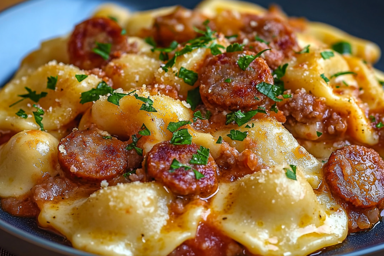 Crockpot Pierogi Casserole with Sausage