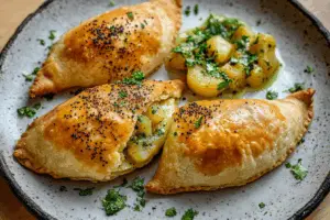 Curried Potato Pasties with Quick Coriander Chutney
