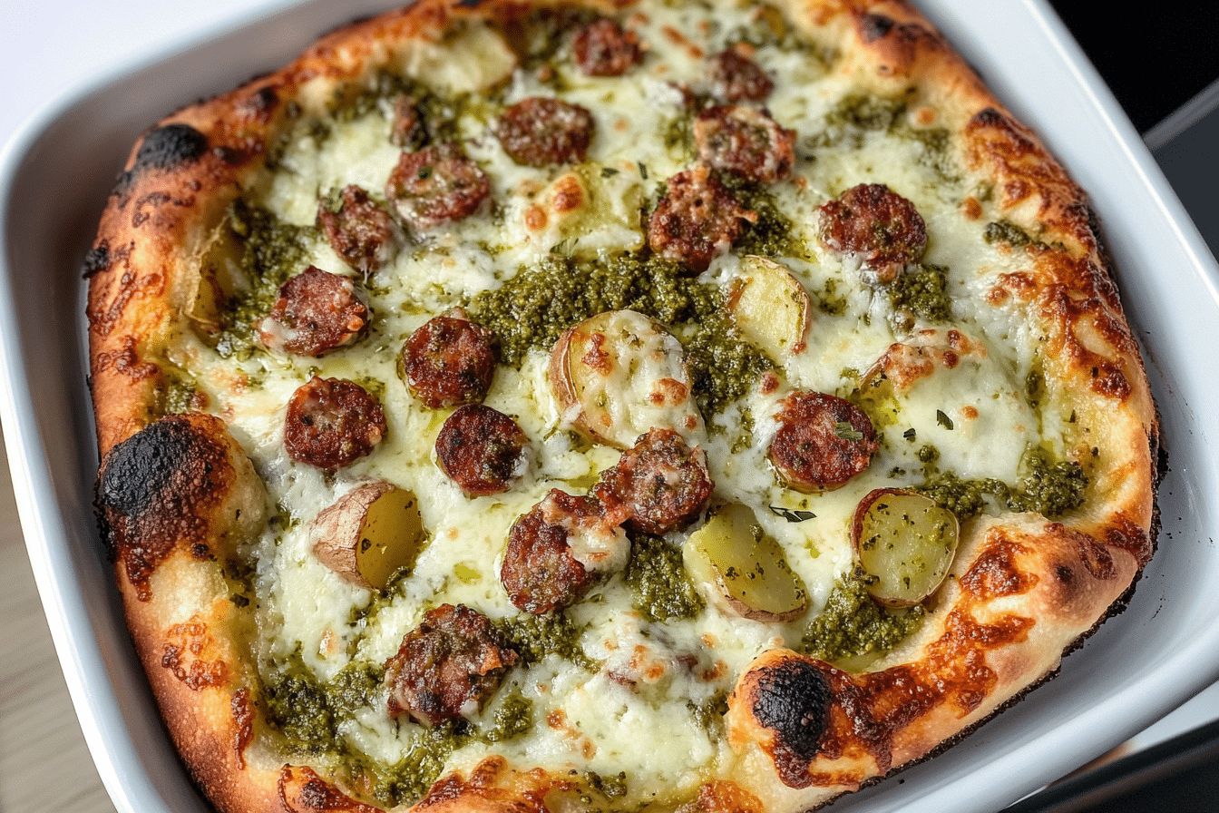 Pesto Potato Pizza with Sausage
