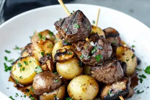 Grilled Steak Potato Mushroom Kabobs