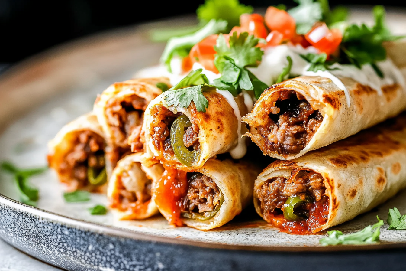 Crispy Jalapeño Popper Beef Taquitos