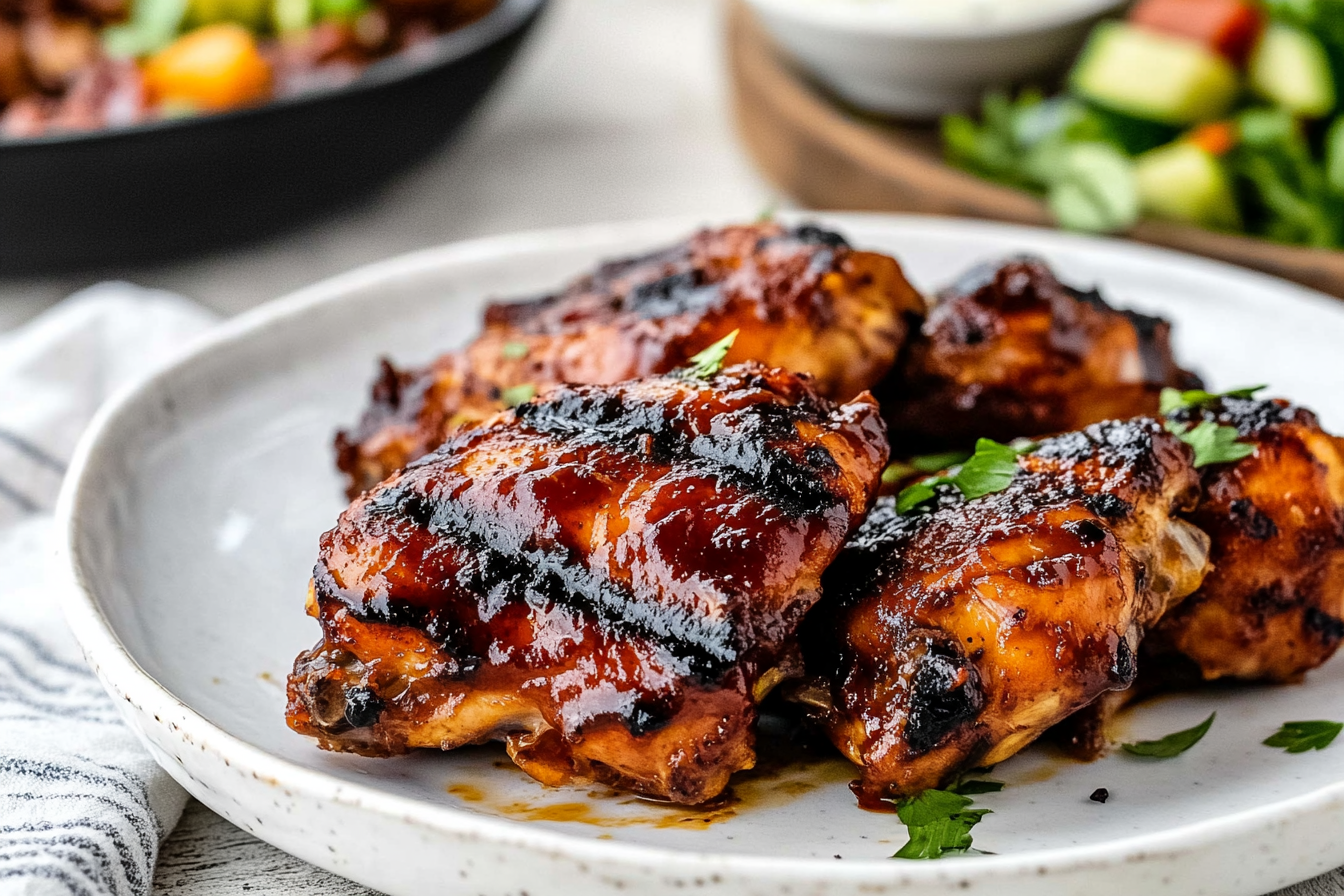Grilled BBQ Boneless Chicken Thighs