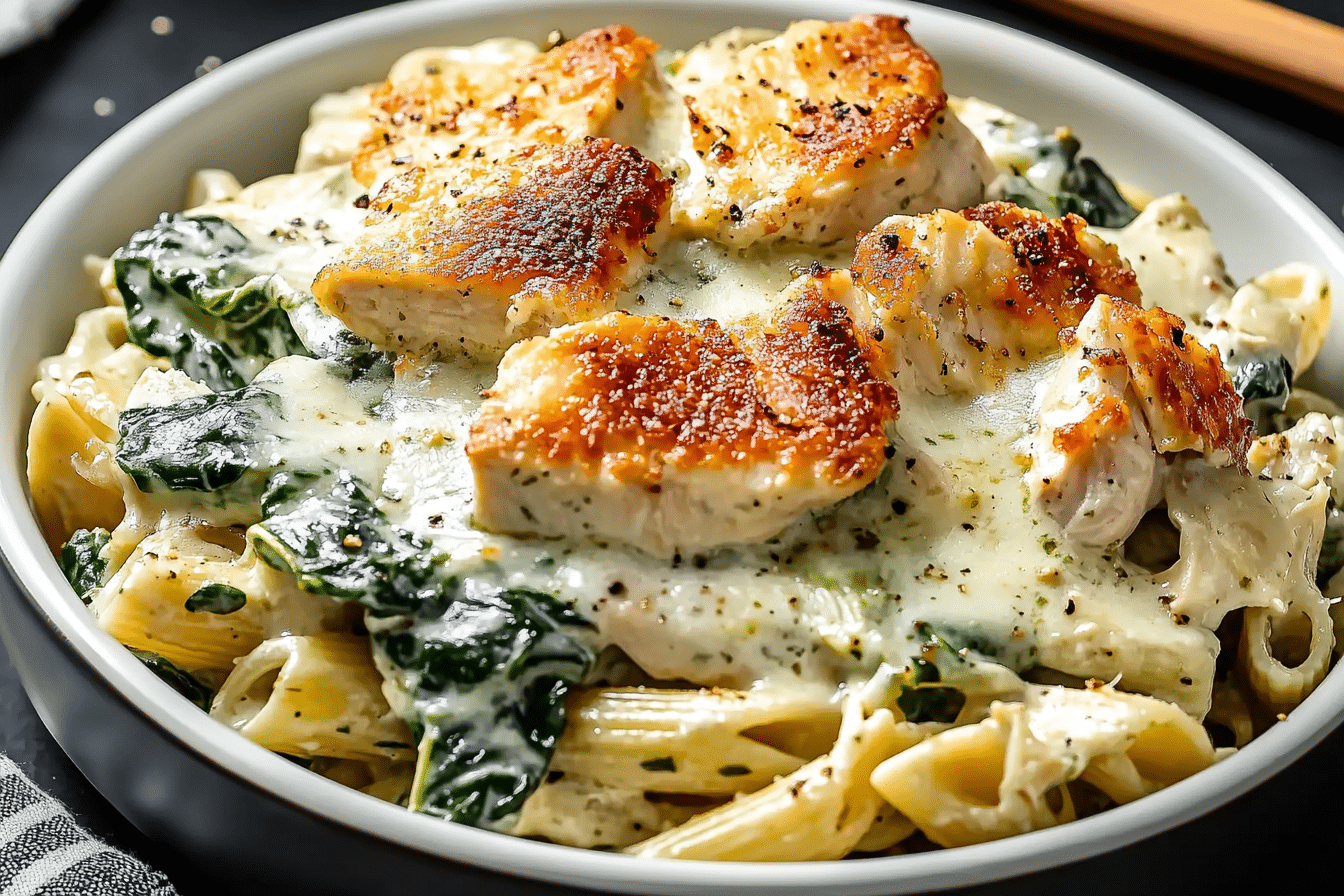 Spinach & Artichoke Dip Pasta with Chicken