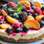 Summer Berry and Peach Cheesecake