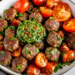 Sheet Pan Italian Meatballs with Chimichurri Sauce